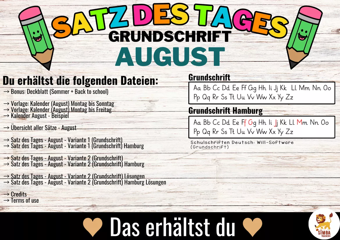 Bild in der Beschreibung des Unterrichtsmaterials Sätze schreiben / Satz des Tages / Schüttelsätze (Grundschrift) schreiben Sommer Sommerferien Back to school Schulstart August von SIMBA Trainers Education #3