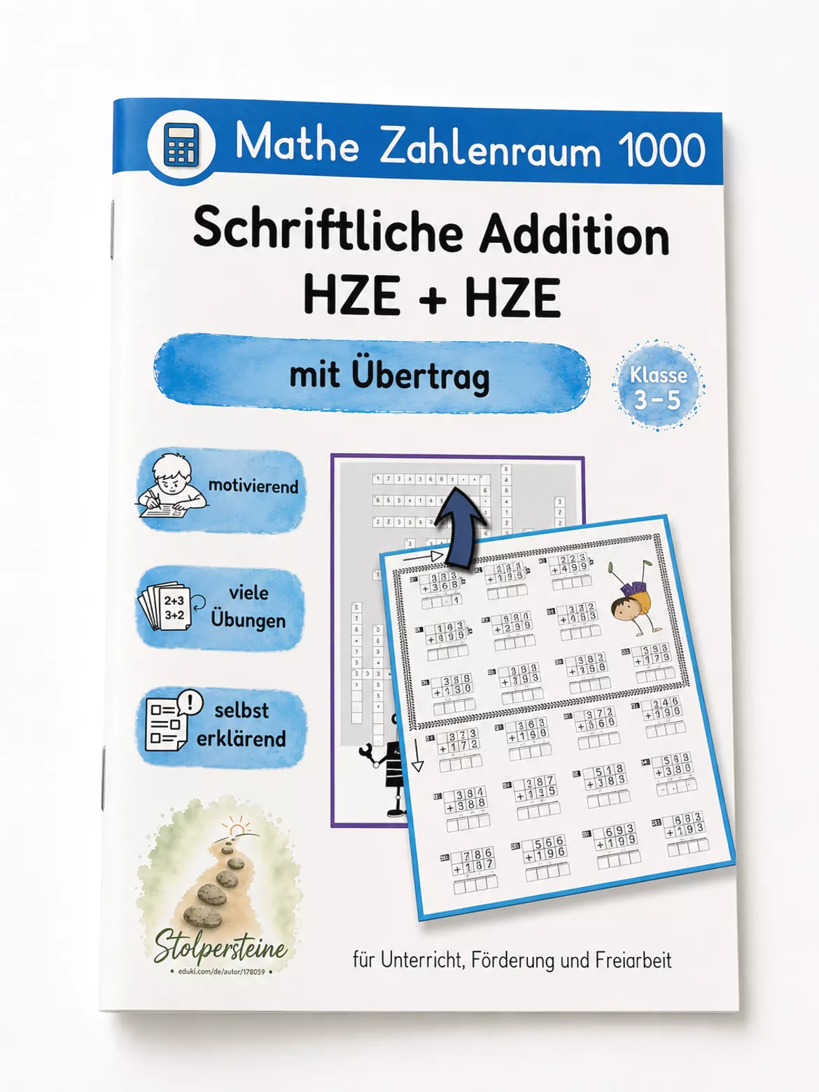 Bild in der Beschreibung des Unterrichtsmaterials Schriftliche Addition mit Übertrag bis 1000 Kreuzzahlrätsel / Kreuzworträtsel von Stolpersteine #3