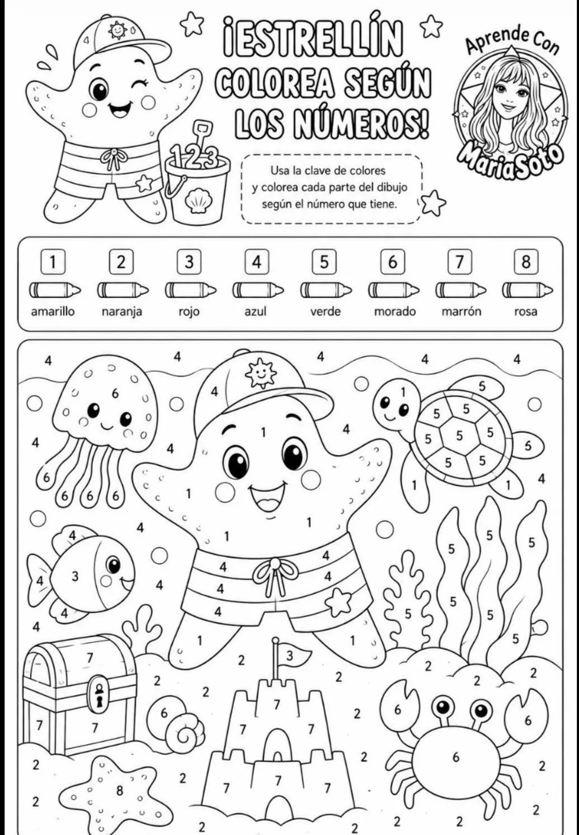 Bild in der Beschreibung des Unterrichtsmaterials Cuaderno de verano matemáticas 1º primaria. Estrellín. Verano. Repaso verano von Aprende con MariaSoto #1
