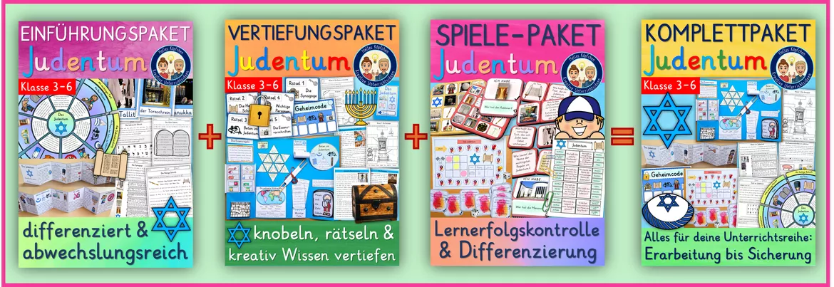 Bild in der Beschreibung des Unterrichtsmaterials Judentum Weltreligion SPIELE UND RÄTSEL Materialpaket von Helles Köpfchen #1