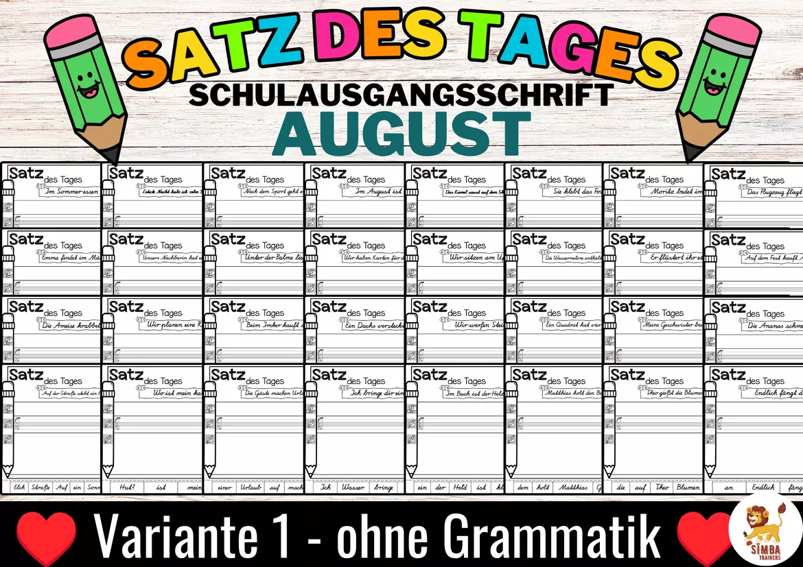 Bild in der Beschreibung des Unterrichtsmaterials Sätze schreiben / Satz des Tages / Schüttelsätze (Schulausgangsschrift) schreiben Sommer Sommerferien Back to school Schulstart August von SIMBA Trainers Education #4