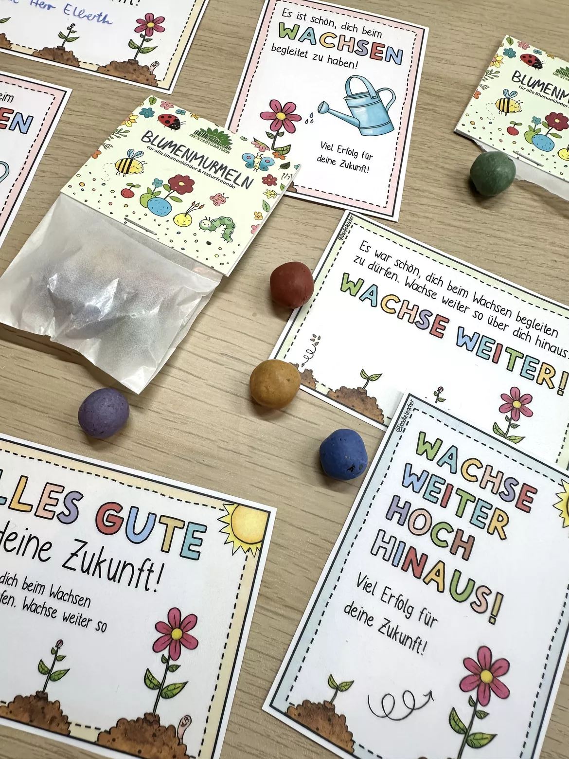 Bild in der Beschreibung des Unterrichtsmaterials Blumenmurmeln / Saatkugel - Abschiedsgeschenk / Sommerferien Gruß Abschied / Zeugnis / Schuljahresende von Doodleteacher #1