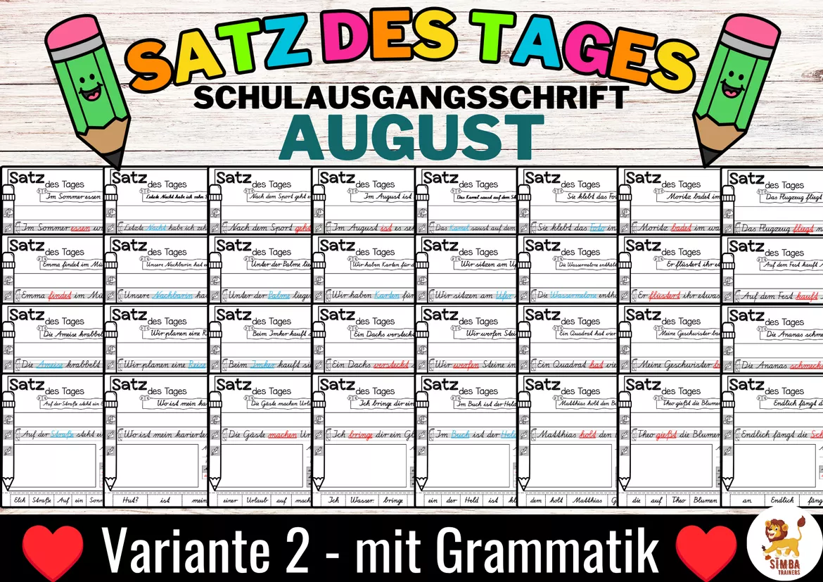 Bild in der Beschreibung des Unterrichtsmaterials Sätze schreiben / Satz des Tages / Schüttelsätze (Schulausgangsschrift) schreiben Sommer Sommerferien Back to school Schulstart August von SIMBA Trainers Education #5
