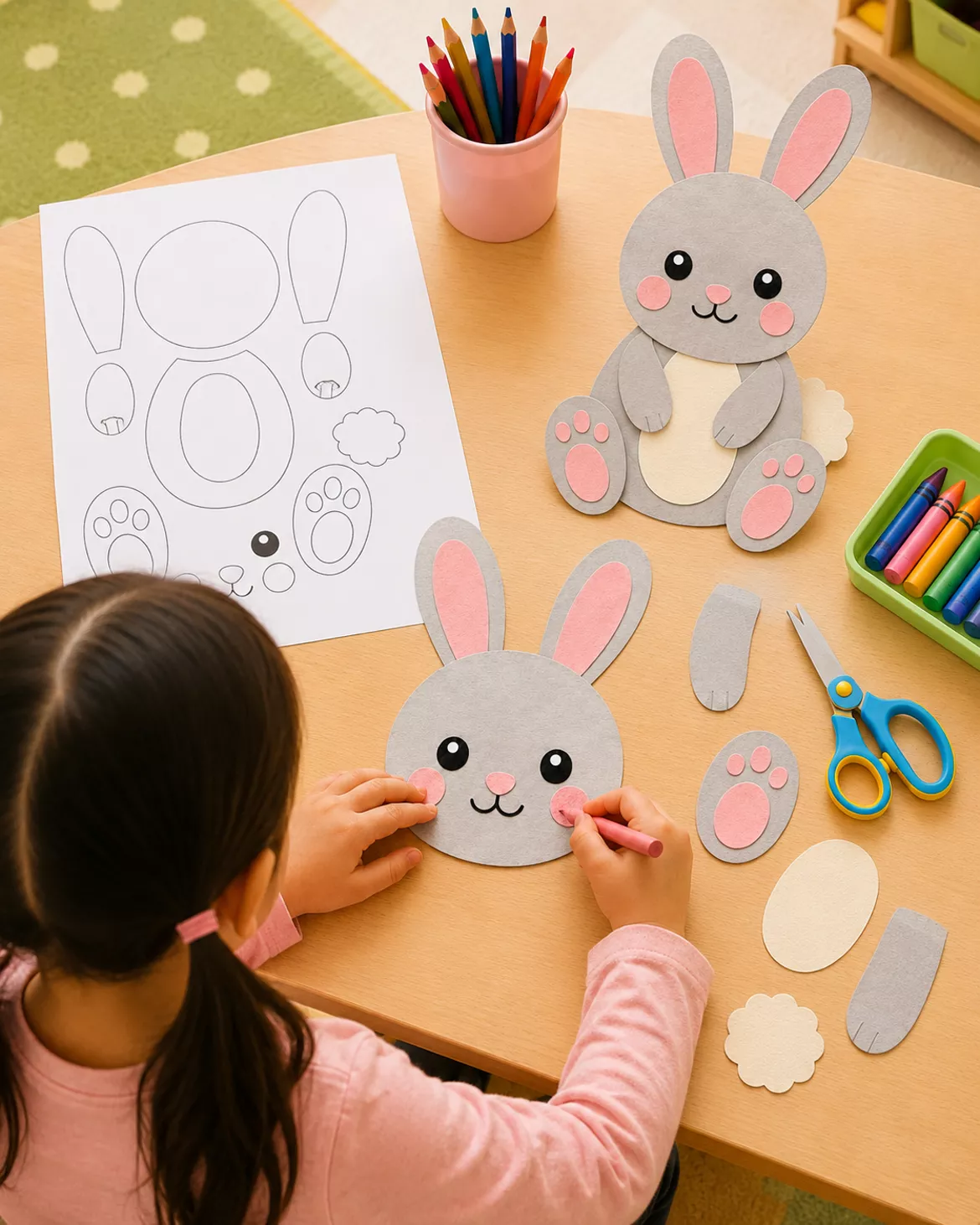 Bild in der Beschreibung des Unterrichtsmaterials Bastelvorlage Hase - Kunst - Grundschule & Vorschule von FrauKirsche #1