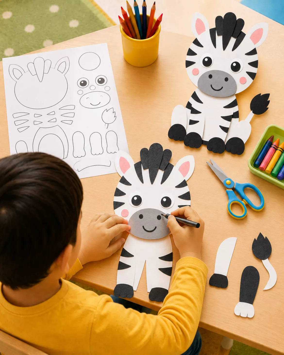 Bild in der Beschreibung des Unterrichtsmaterials Bastelvorlage Zebra - Kunst - Grundschule & Vorschule von FrauKirsche #1