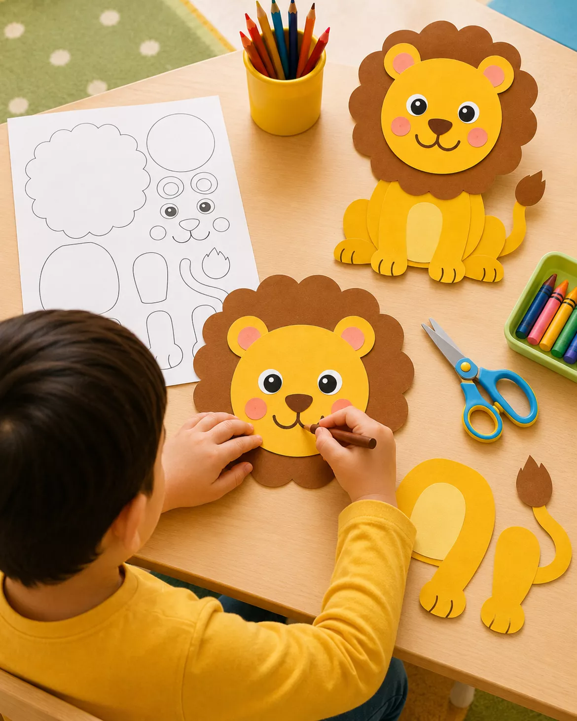 Bild in der Beschreibung des Unterrichtsmaterials Bastelvorlage Löwe - Kunst - Grundschule & Vorschule von FrauKirsche #1