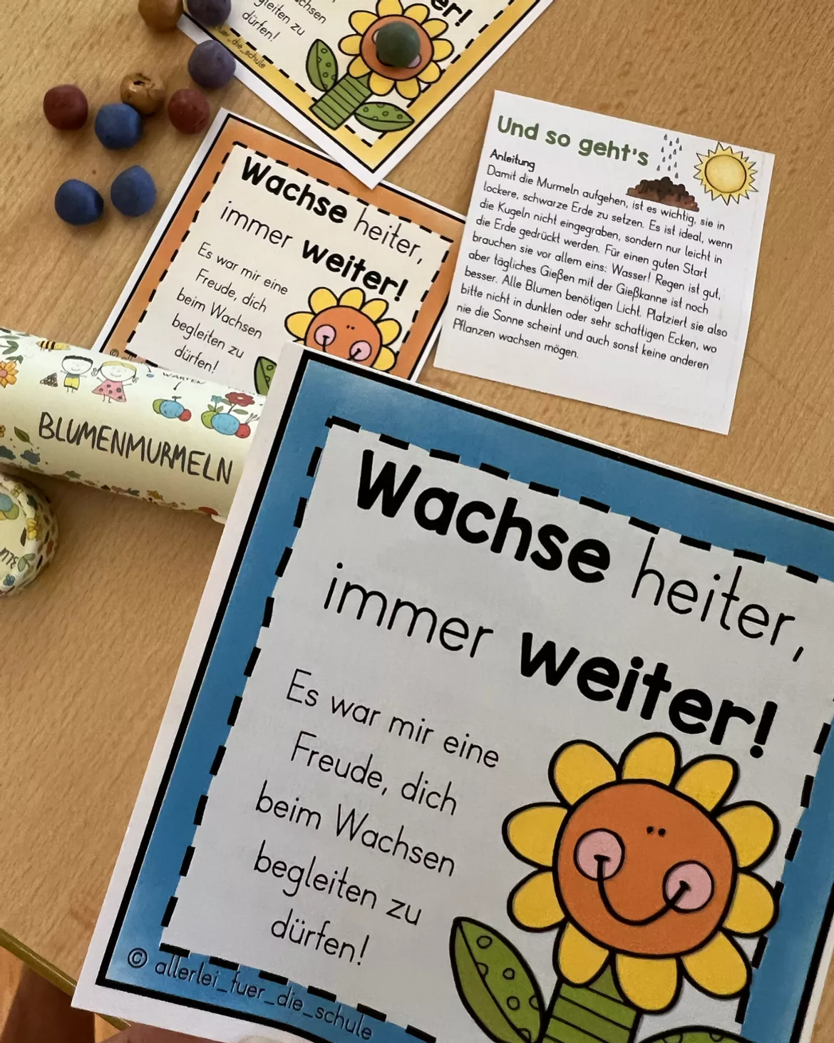 Bild in der Beschreibung des Unterrichtsmaterials Grußkärtchen zum Schuljahresende | Weiter wachsen – Feriengruß für Schüler von allerlei_fuer_die_schule #1