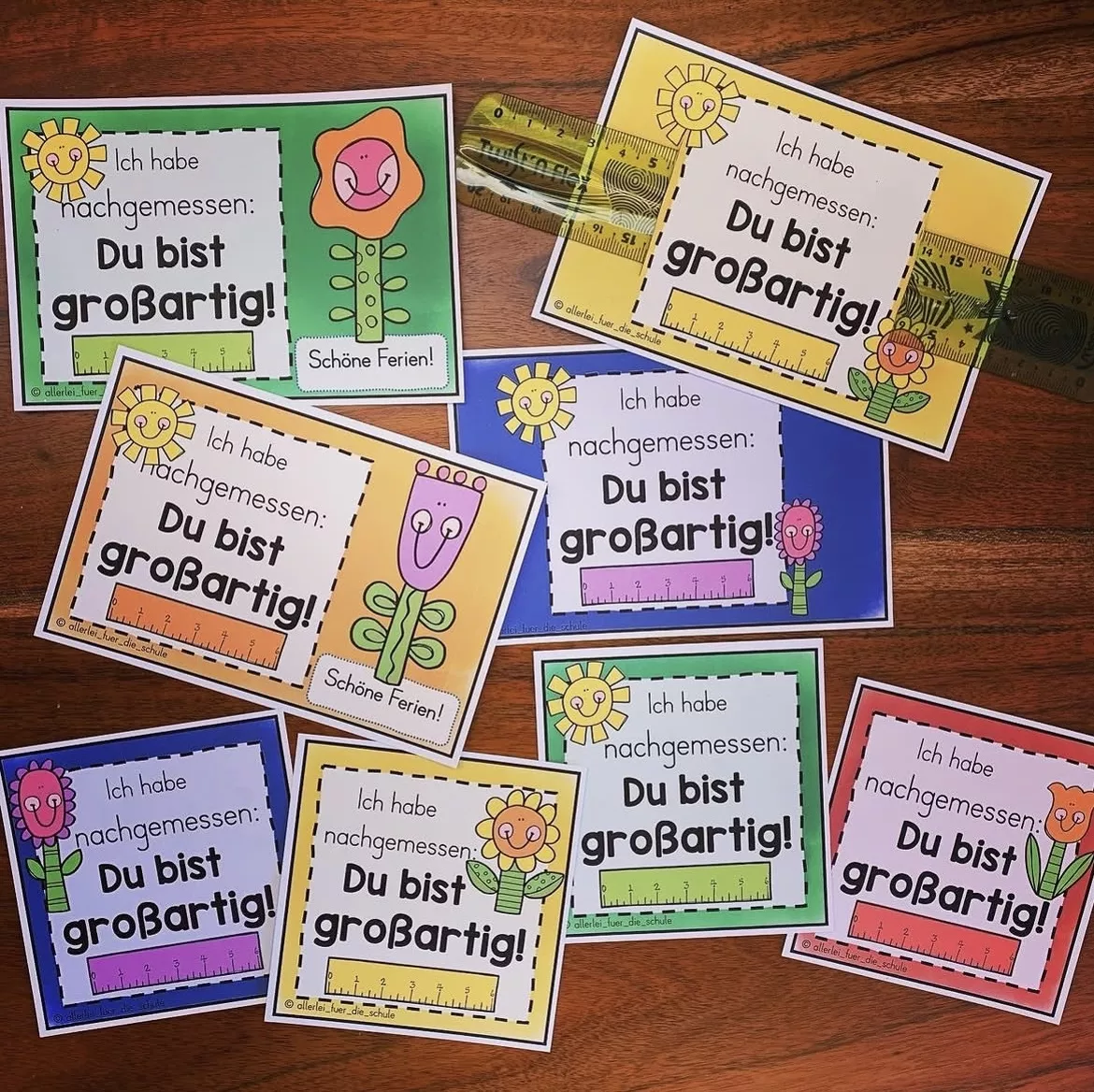Bild in der Beschreibung des Unterrichtsmaterials Feriengruß - "Ich habe nachgemessen: Du bist großartig!" zum Zeugnis mit Lineal von allerlei_fuer_die_schule #1