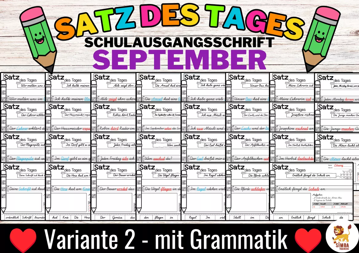 Bild in der Beschreibung des Unterrichtsmaterials Sätze schreiben / Satz des Tages / Schüttelsätze (Schulausgangsschrift) schreiben Herbst Back to school Schulstart September von SIMBA Trainers Education #5