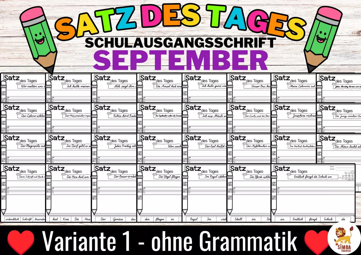 Bild in der Beschreibung des Unterrichtsmaterials Sätze schreiben / Satz des Tages / Schüttelsätze (Schulausgangsschrift) schreiben Herbst Back to school Schulstart September von SIMBA Trainers Education #4