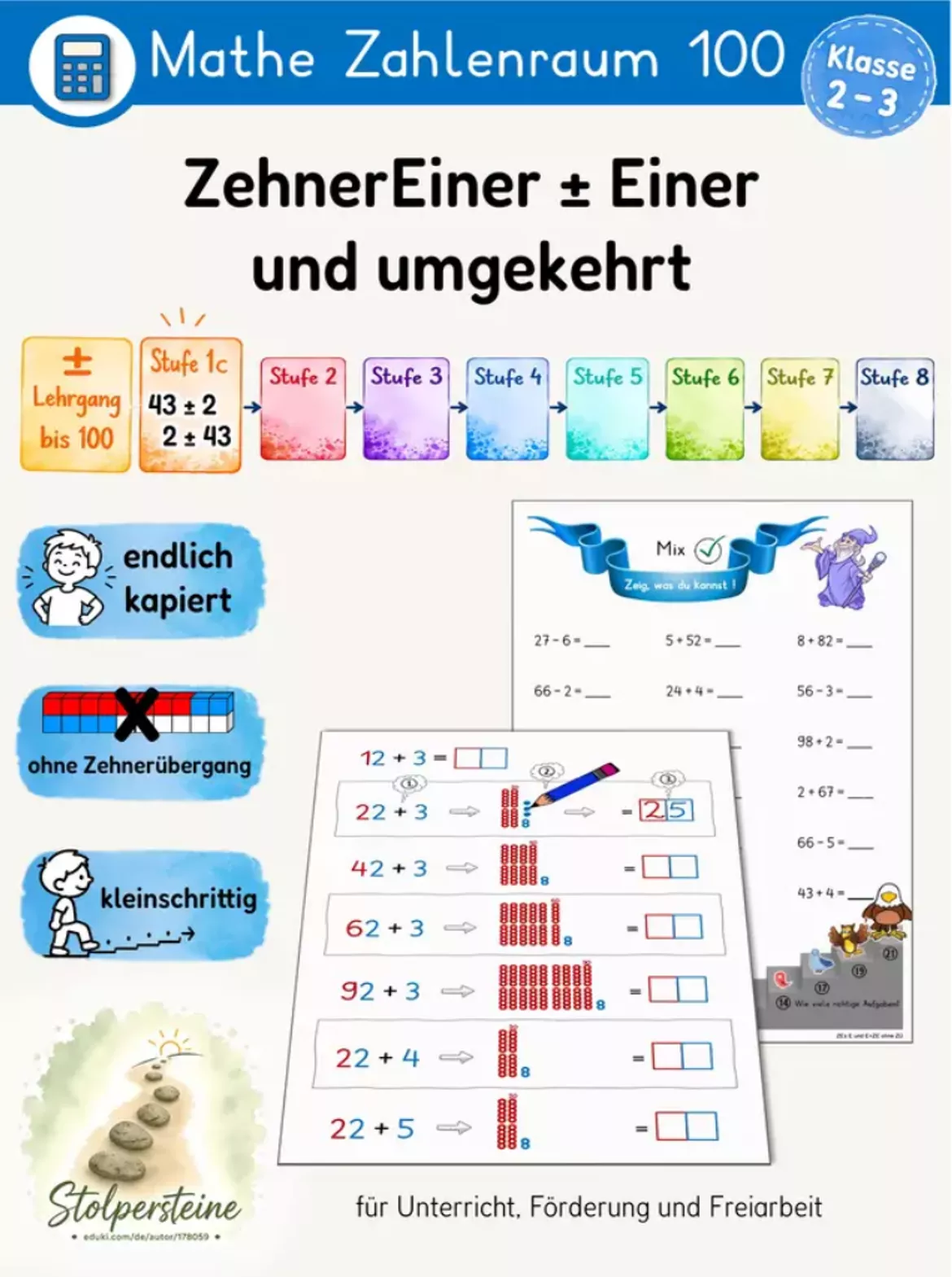 Bild in der Beschreibung des Unterrichtsmaterials Zehner ± Einer und umgekehrt (± Lehrgang Zahlenraum 100 Stufe 1b/8) von Stolpersteine #3