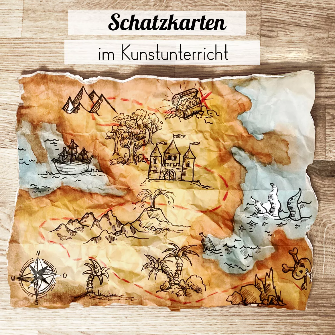 Bild in der Beschreibung des Unterrichtsmaterials Schatzkarten entwickeln - Unterrichtsreihe Kunst Grundschule von Sterntaler #1