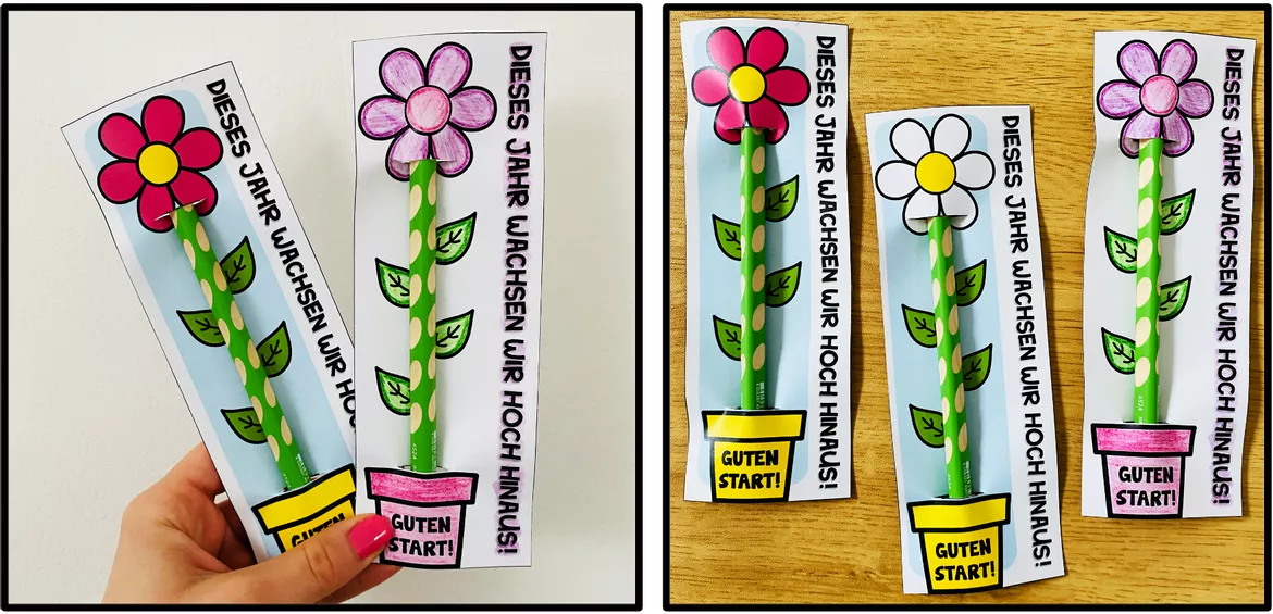 Bild in der Beschreibung des Unterrichtsmaterials Willkommensgruß / Willkommensgeschenk für den Schulanfang - Blumen (für Stifte) von Unterrichtmitspass #1