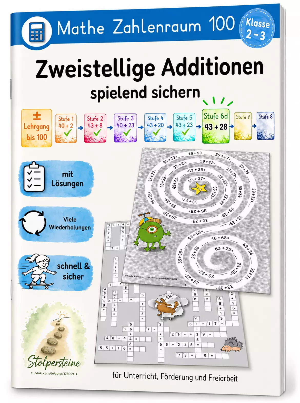 Bild in der Beschreibung des Unterrichtsmaterials Zweistellige Additionen spielend sichern (± Lehrgang bis 100, Stufe 6d/8) von Stolpersteine #5
