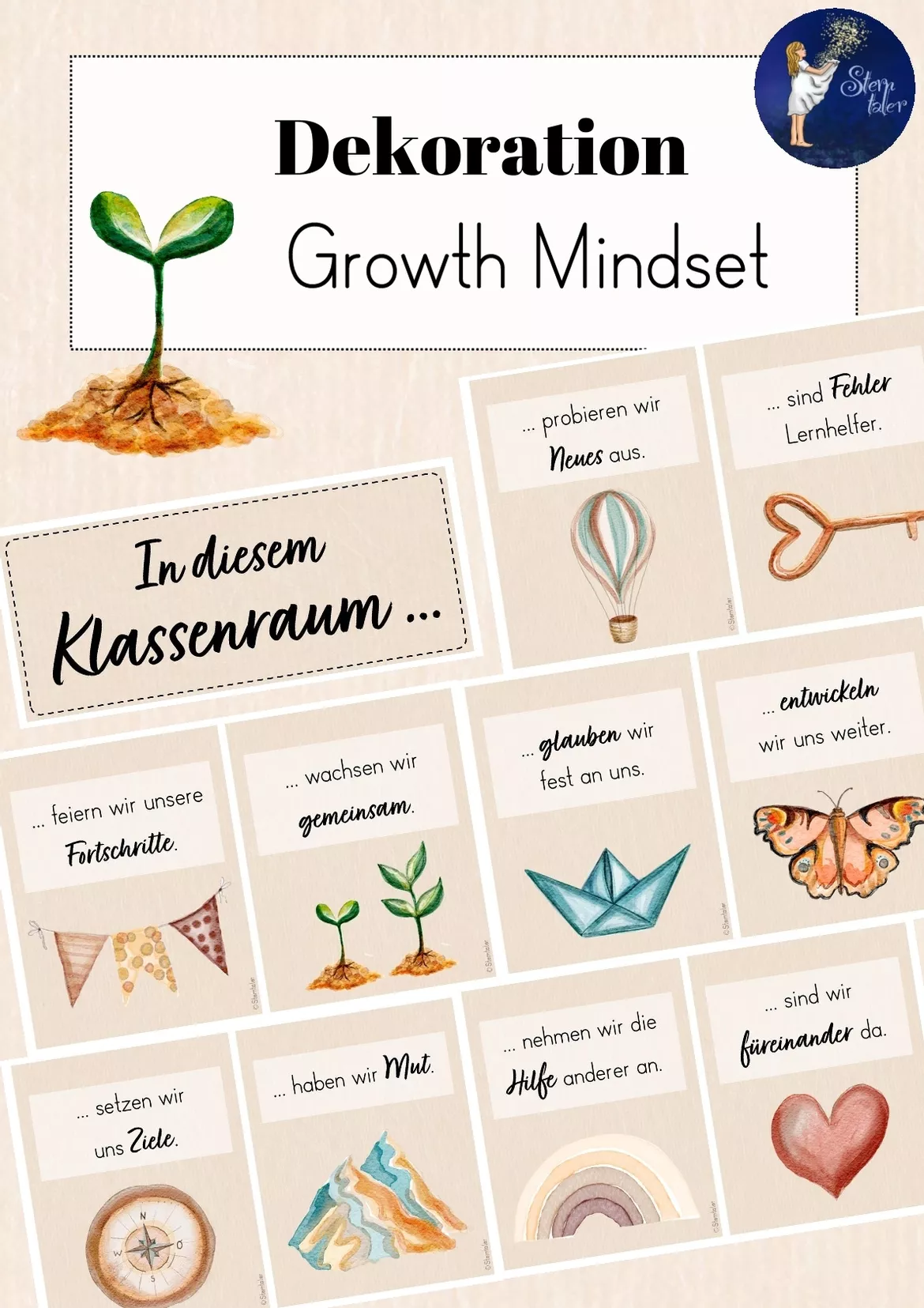 Bild in der Beschreibung des Unterrichtsmaterials Wachstumsdenken - Materialpaket Growth Mindset von Sterntaler #1