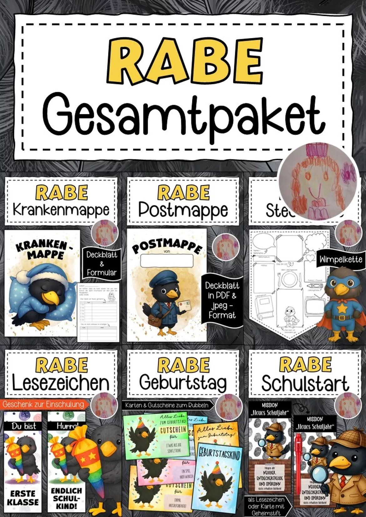 Bild in der Beschreibung des Unterrichtsmaterials Abschiedsgeschenk Rabeklasse Klassentier Rabe von Abenteuer Grundschule #1