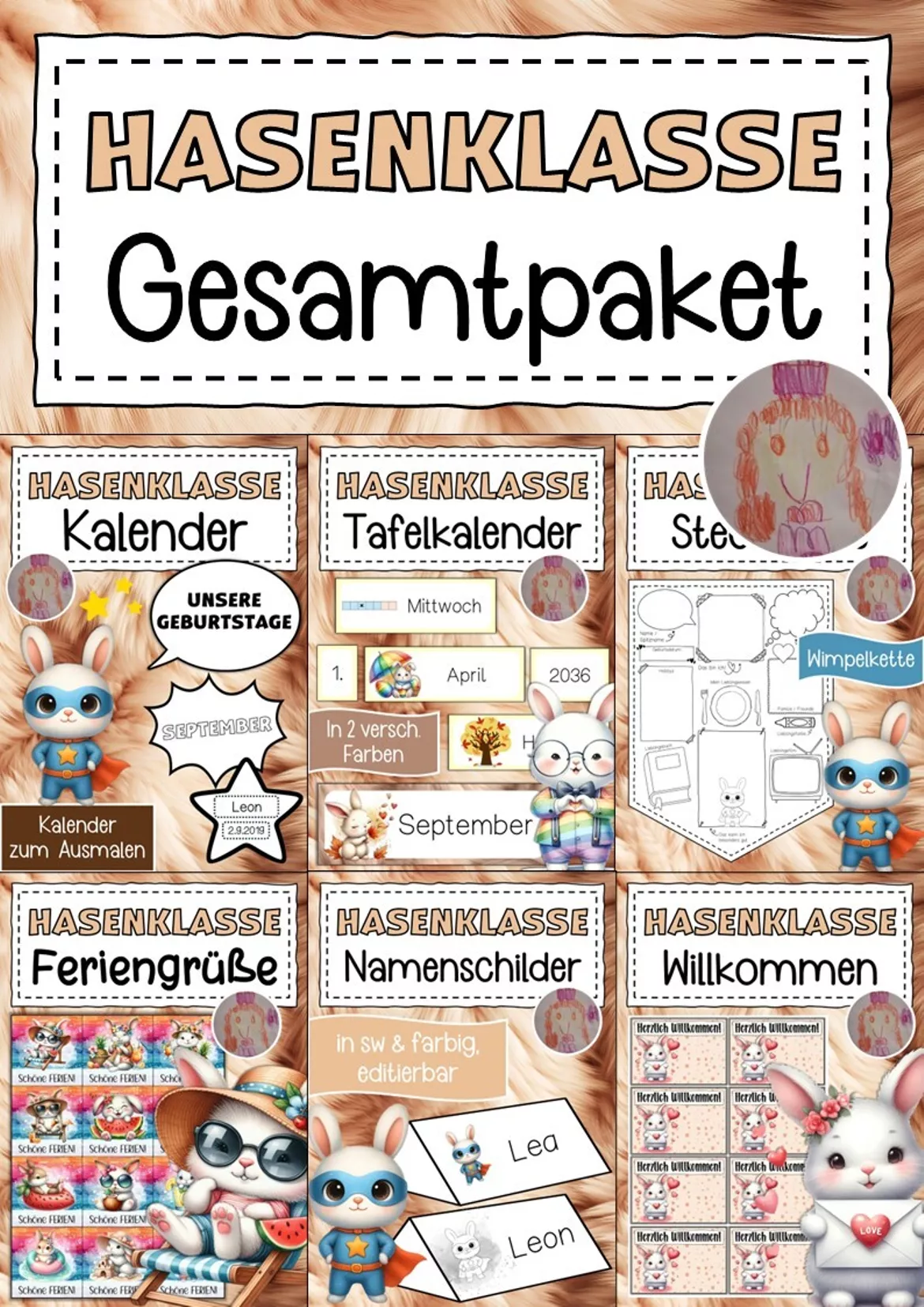 Bild in der Beschreibung des Unterrichtsmaterials Abschiedsgeschenk Hasenklasse Klassentier Hase von Abenteuer Grundschule #1