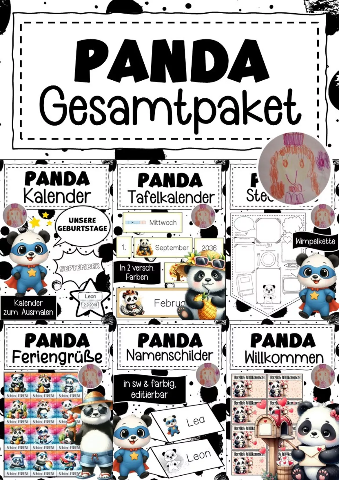 Bild in der Beschreibung des Unterrichtsmaterials Abschiedsgeschenk Pandaklasse Klassentier Panda von Abenteuer Grundschule #1