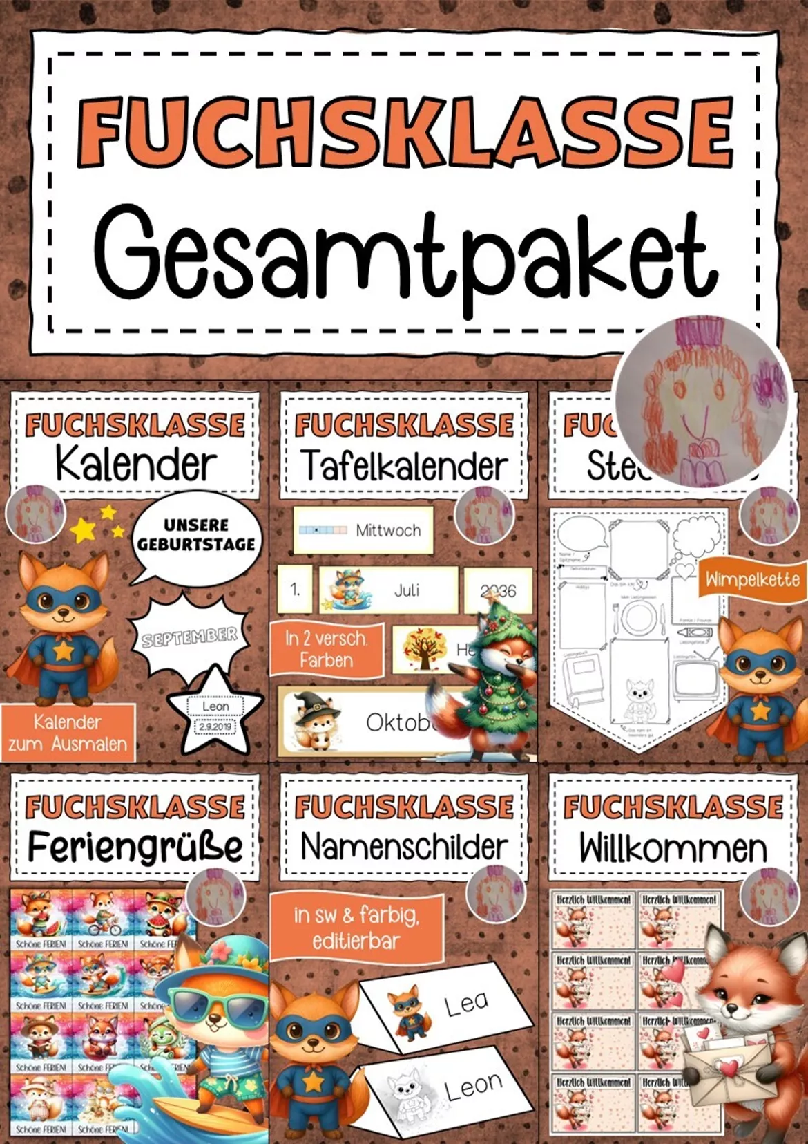 Bild in der Beschreibung des Unterrichtsmaterials Abschiedsgeschenk Fuchsklasse Klassentier Fuchs von Abenteuer Grundschule #1