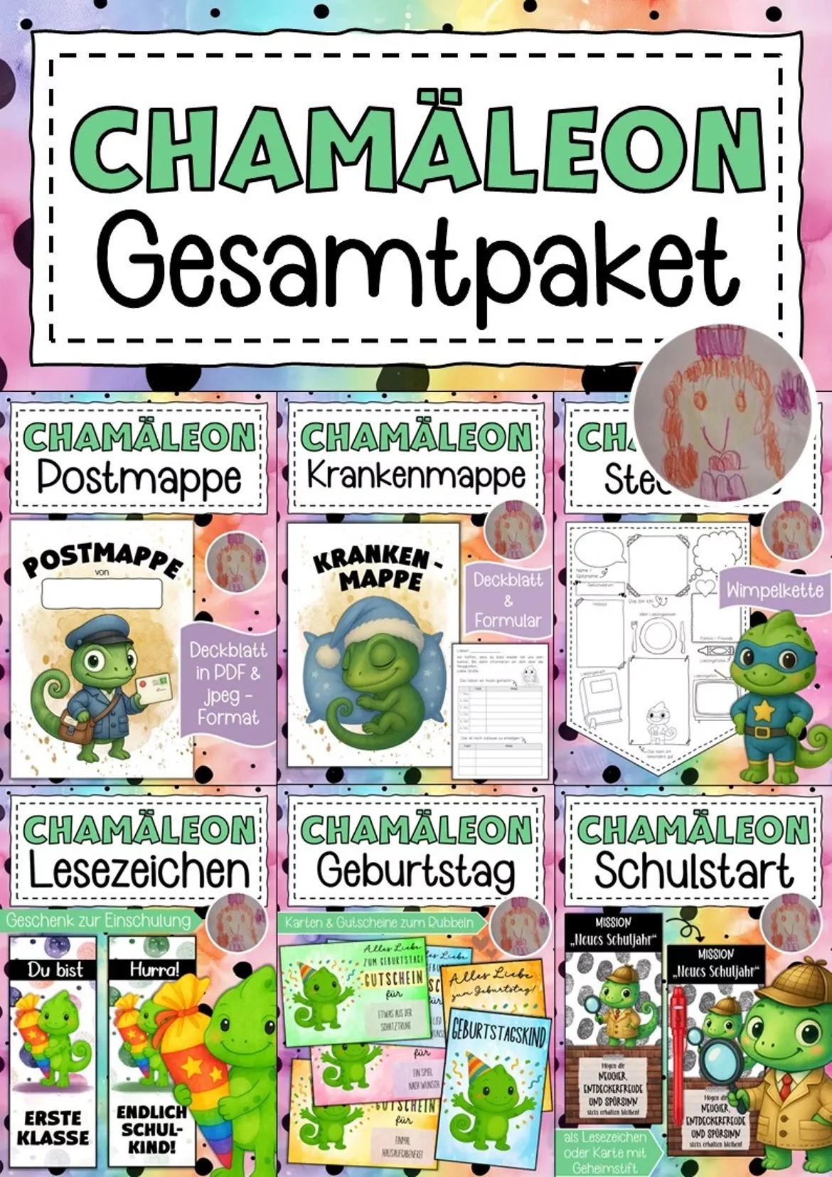 Bild in der Beschreibung des Unterrichtsmaterials Abschiedsgeschenk Chamäleonklasse Klassentier Chamäleon von Abenteuer Grundschule #1
