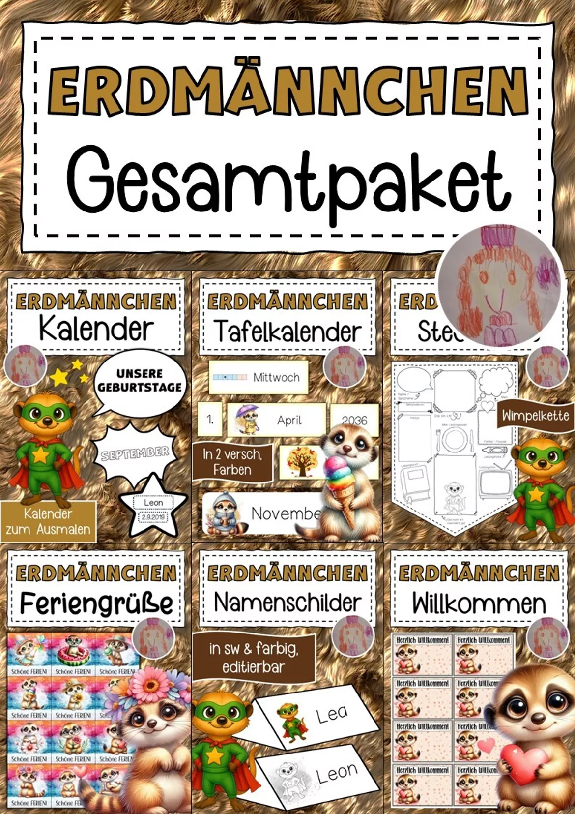 Bild in der Beschreibung des Unterrichtsmaterials Abschiedsgeschenk Erdmännchenklasse Klassentier Erdmännchen von Abenteuer Grundschule #1