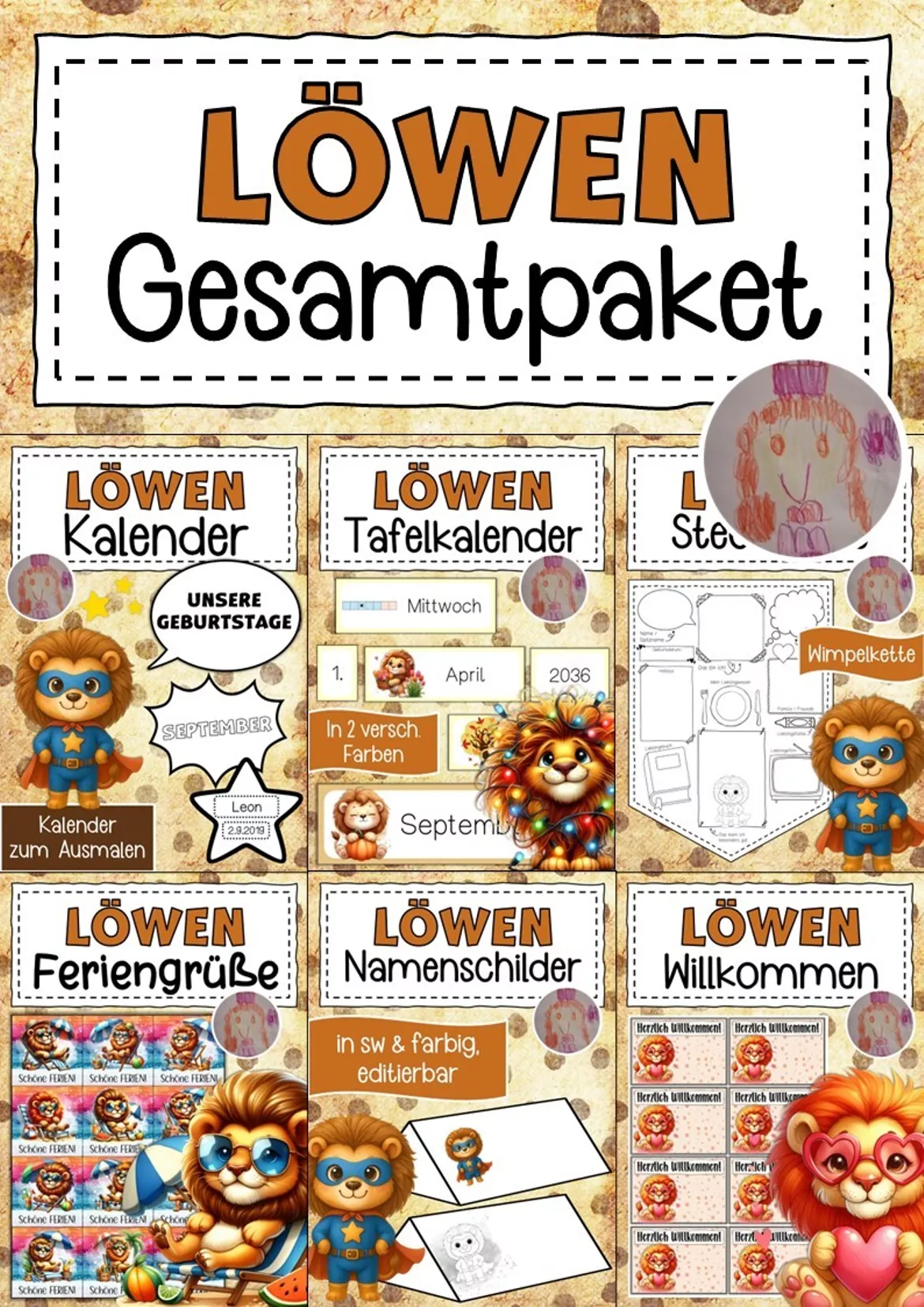 Bild in der Beschreibung des Unterrichtsmaterials Abschiedsgeschenk Löwenklasse Klassentier Löwe von Abenteuer Grundschule #1