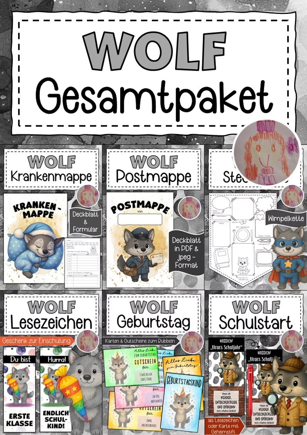 Bild in der Beschreibung des Unterrichtsmaterials Abschiedsgeschenk Wolfklasse Klassentier Wolf von Abenteuer Grundschule #1