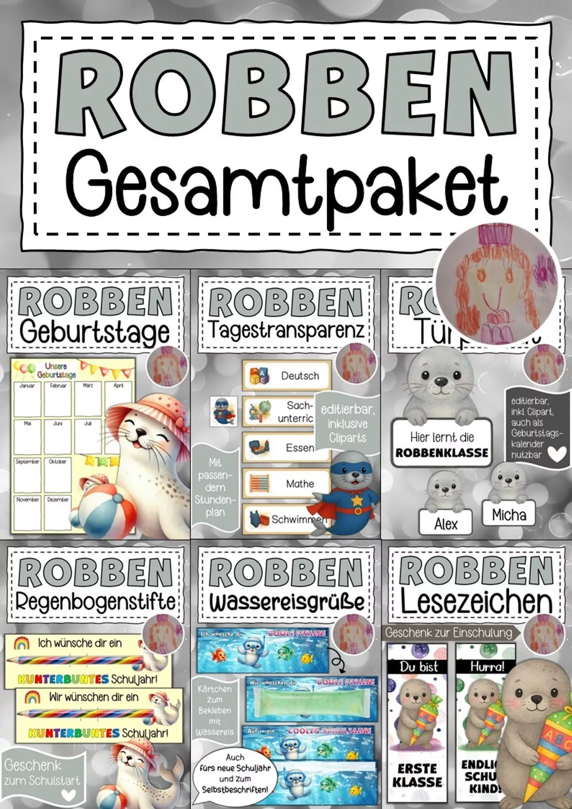 Bild in der Beschreibung des Unterrichtsmaterials Abschiedsgeschenk Robbenklasse Klassentier Robbe von Abenteuer Grundschule #1