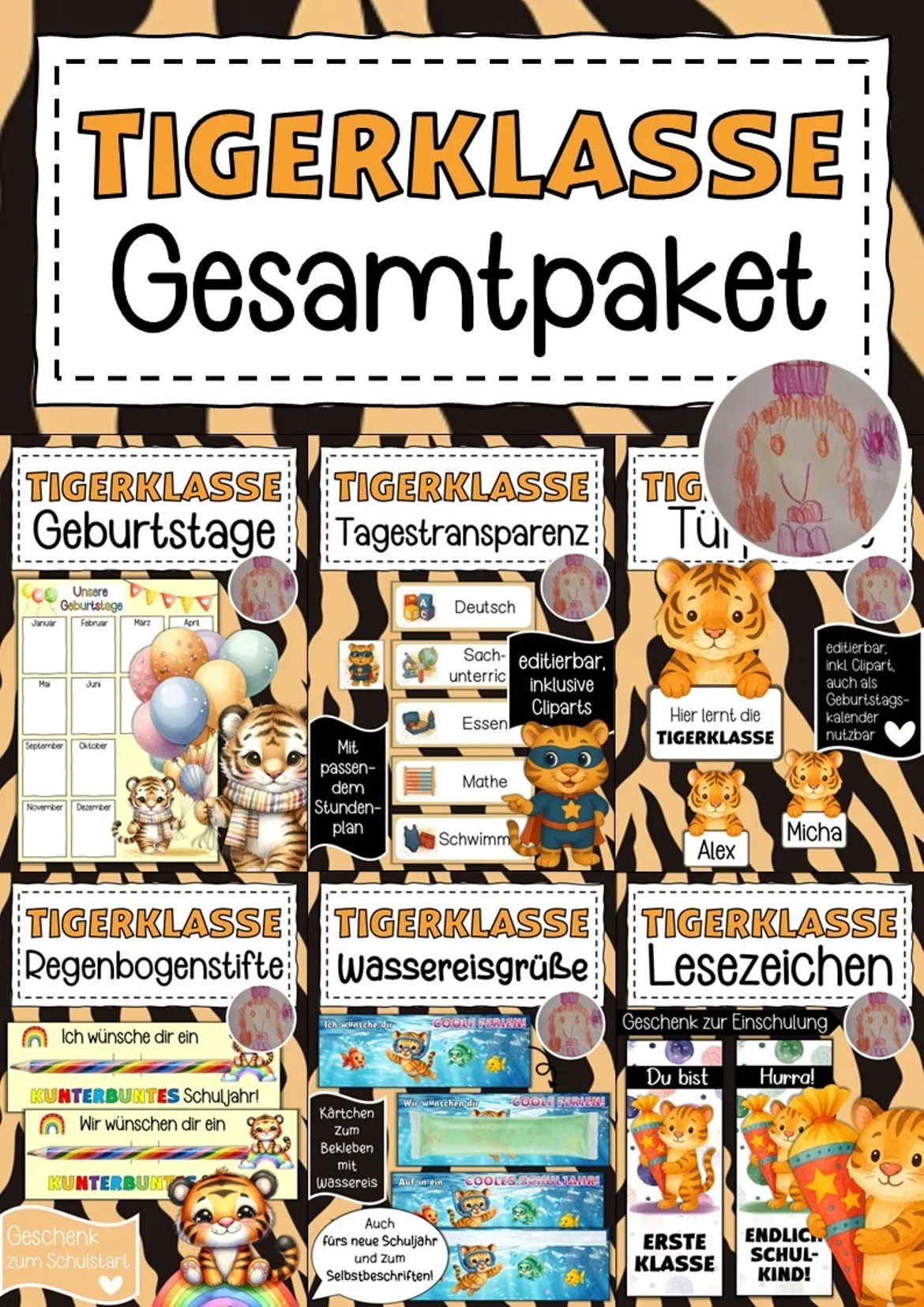 Bild in der Beschreibung des Unterrichtsmaterials Abschiedsgeschenk Tigerklasse Klassentier Tiger von Abenteuer Grundschule #1