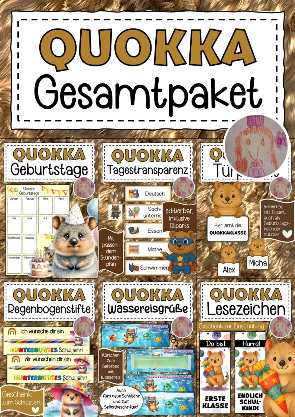Bild in der Beschreibung des Unterrichtsmaterials Abschiedsgeschenk Quokkaklasse Klassentier Quokka von Abenteuer Grundschule #1