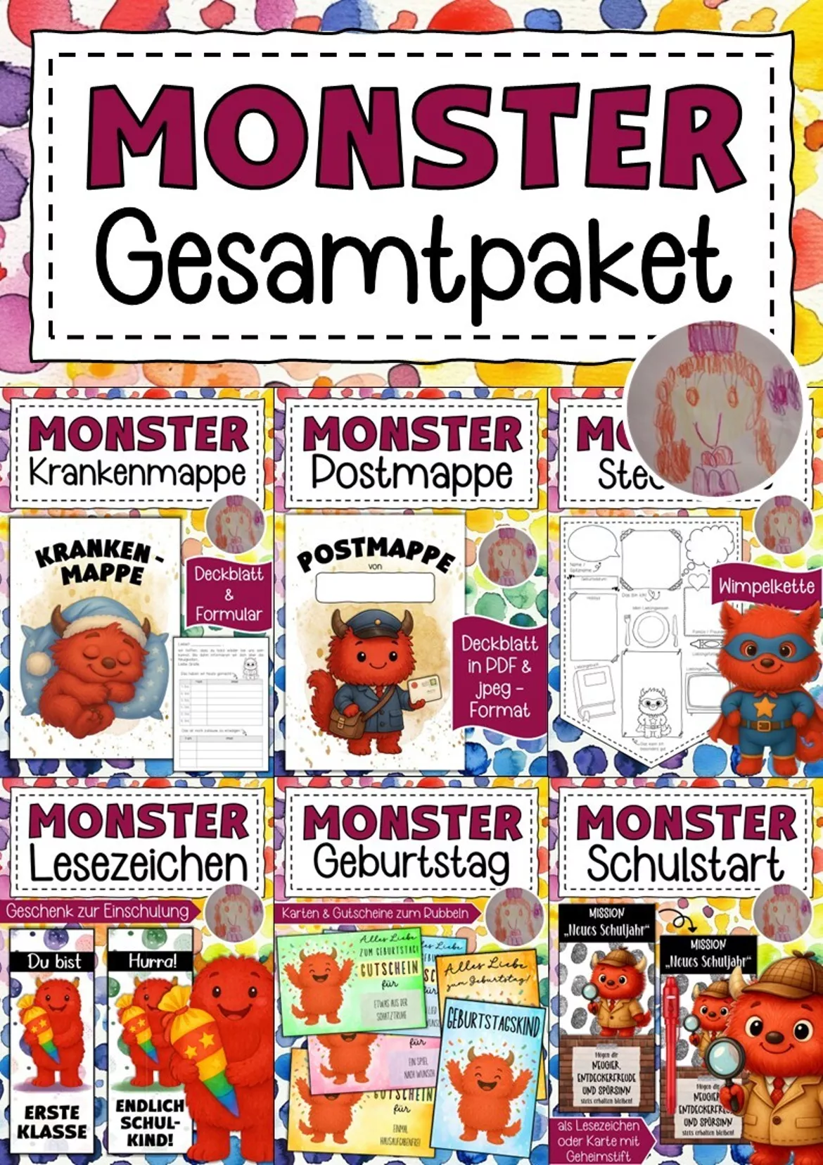 Bild in der Beschreibung des Unterrichtsmaterials Abschiedsgeschenk Monsterklasse Klassenmaskotten Monster von Abenteuer Grundschule #1