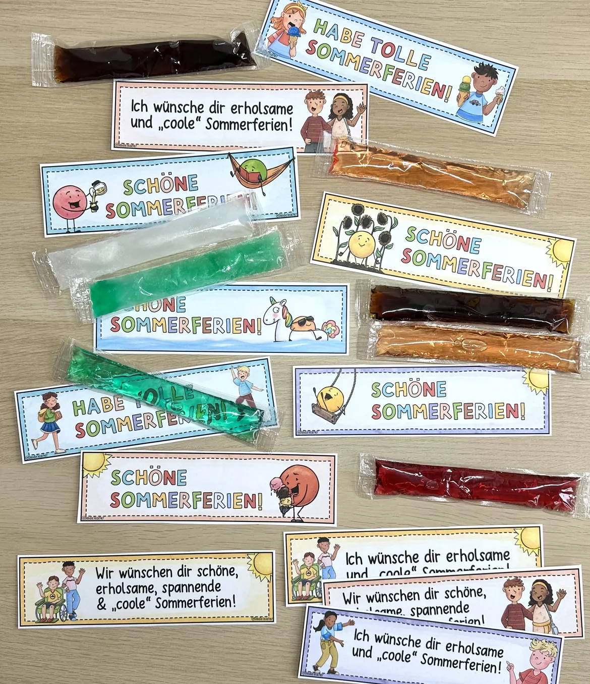 Bild in der Beschreibung des Unterrichtsmaterials Wassereis Geschenk - "Coole Sommerferien" / Schuljahresende / Ferien Feriengruß / Zeugnis von Doodleteacher #1