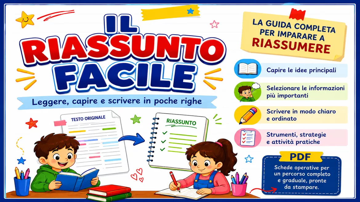 Bild in der Beschreibung des Unterrichtsmaterials Come fare un riassunto: guida PDF per la scuola primaria von Maestro Fabio Giochiecolori #1