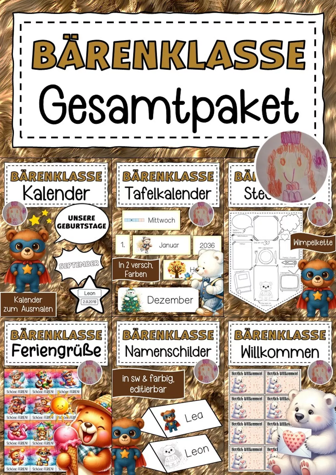 Bild in der Beschreibung des Unterrichtsmaterials Bärenklasse freies Schreiben Klassentier Bär von Abenteuer Grundschule #1