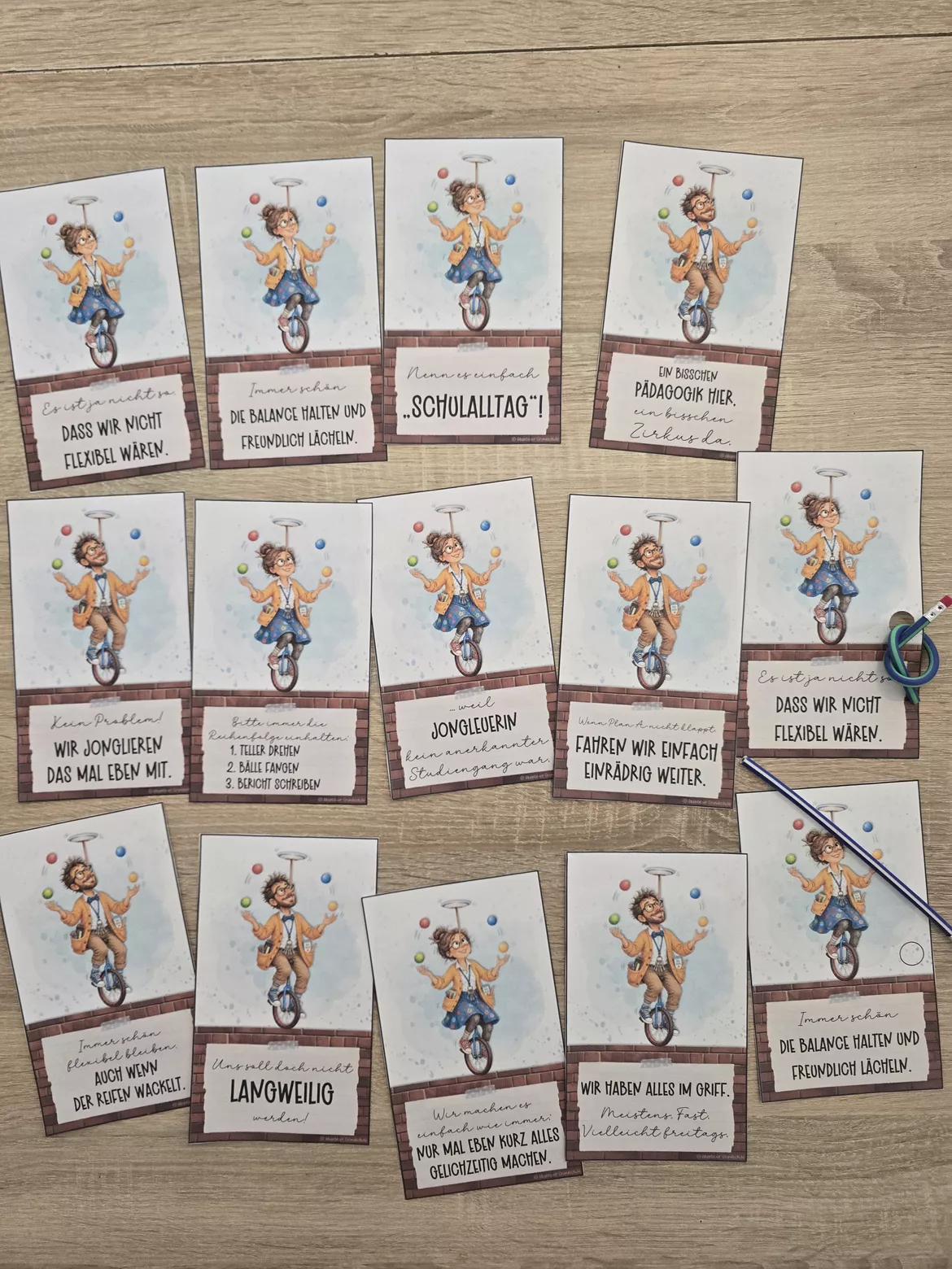 Bild in der Beschreibung des Unterrichtsmaterials Lustige Lehrersprüche Karten Kollegium von Abenteuer Grundschule #1