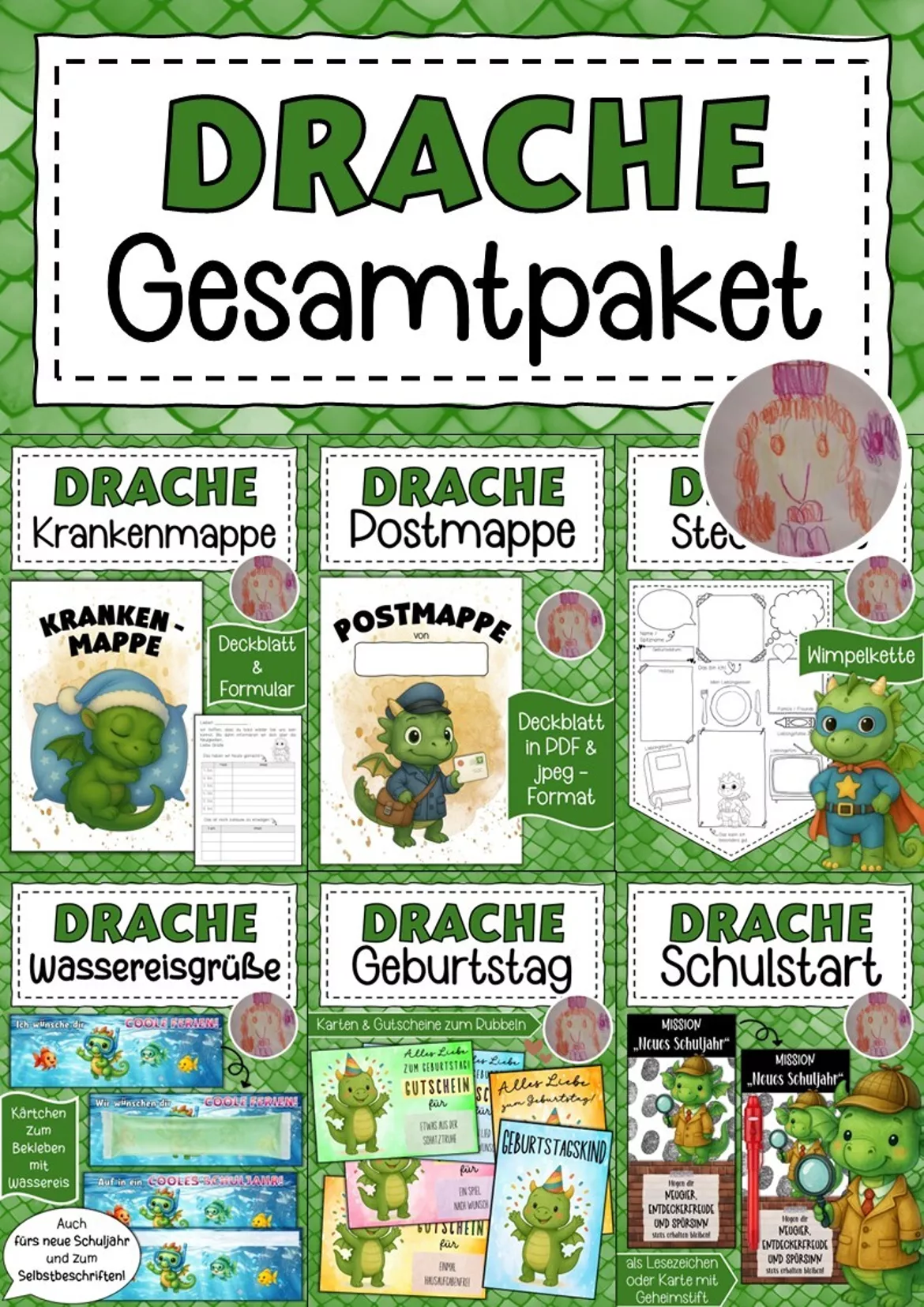 Bild in der Beschreibung des Unterrichtsmaterials Drachenklasse freies Schreiben Klassentier Drache von Abenteuer Grundschule #1