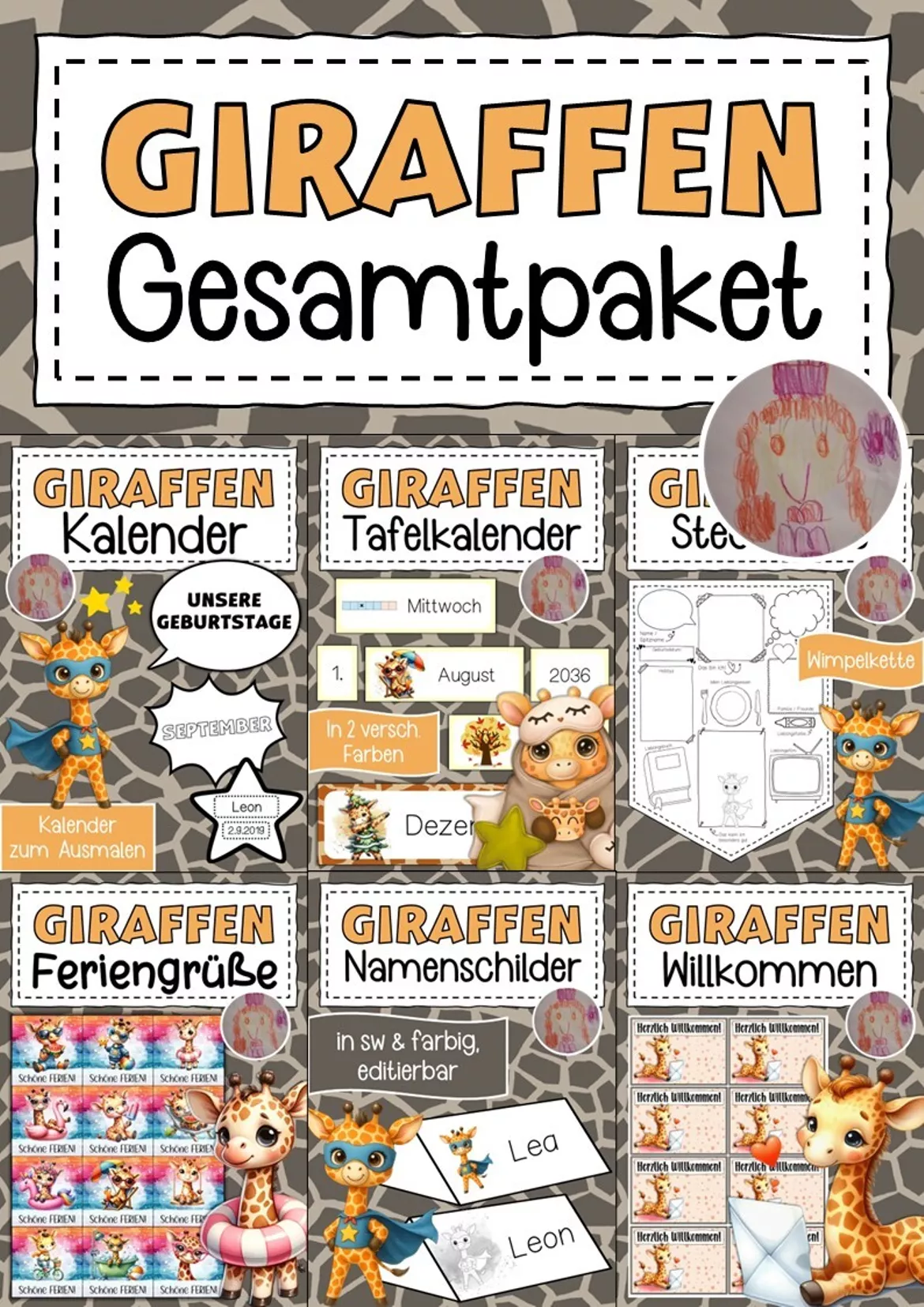 Bild in der Beschreibung des Unterrichtsmaterials Giraffenklasse freies Schreiben Klassentier Giraffe von Abenteuer Grundschule #1
