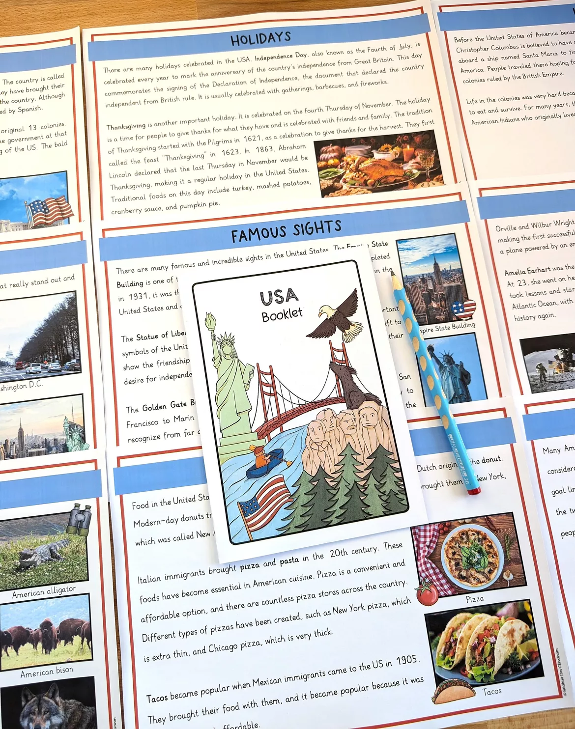 Bild in der Beschreibung des Unterrichtsmaterials USA Lernwerkstatt | Stationenlernen Englisch Klasse 7 & 8 – Landeskunde, Leseverstehen & mehr von Brighter Day Classroom #1