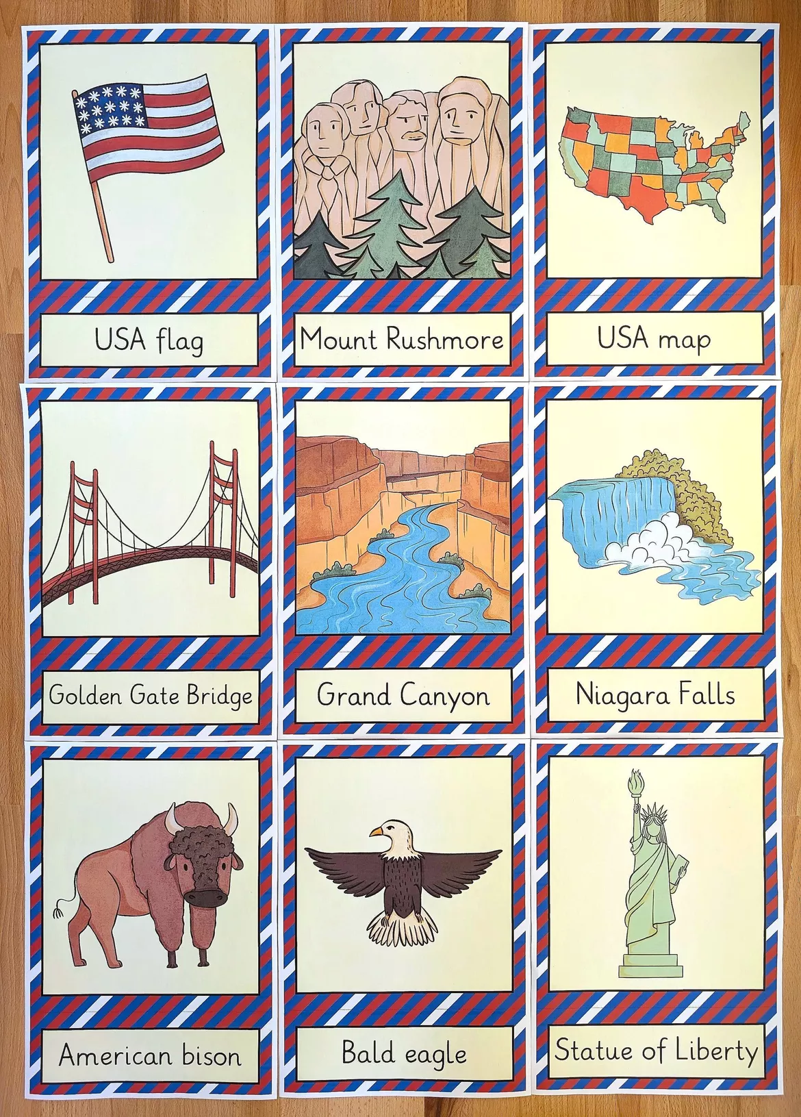 Bild in der Beschreibung des Unterrichtsmaterials USA Bildkarten Englisch | Flash Cards Vereinigte Staaten | Vokabelkarten Englischunterricht von Brighter Day Classroom #1