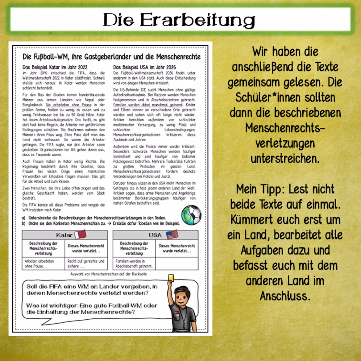 Bild in der Beschreibung des Unterrichtsmaterials Fußball-WM 2026 kritisch betrachtet: Menschenrechte, Gastgeberländer & FIFA von Sandras Ideenkiste #6