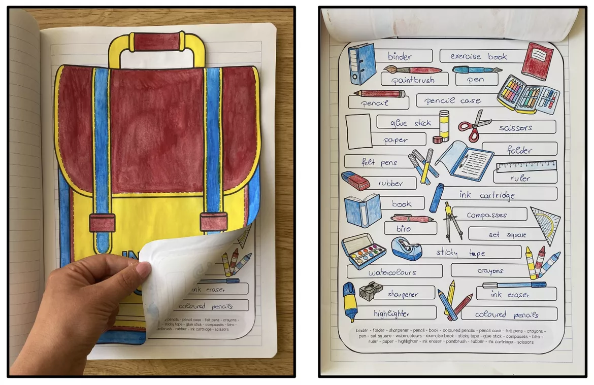 Bild in der Beschreibung des Unterrichtsmaterials SCHOOL THINGS - In my schoolbag (Vocabulary Craftivity) von Unterrichtmitspass #1