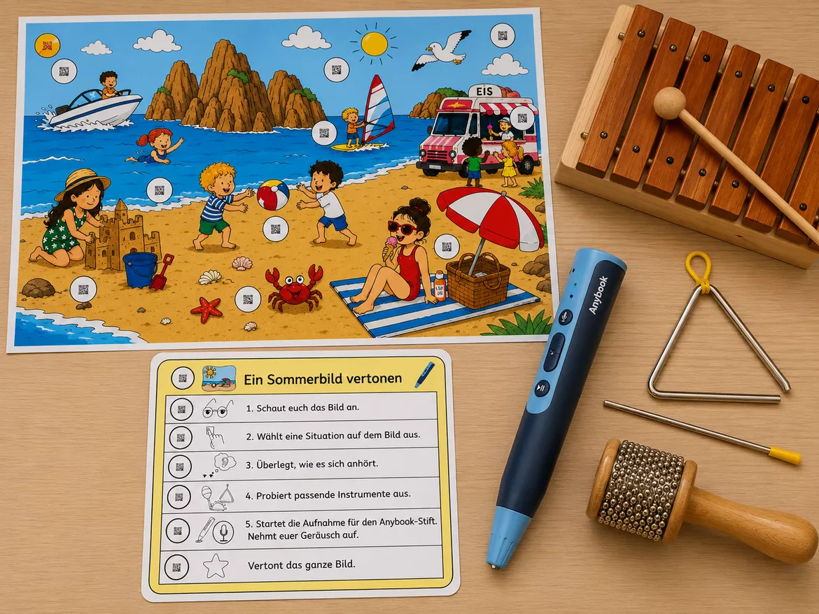 Bild in der Beschreibung des Unterrichtsmaterials Sommerbild vertonen mit Orff-Instrumenten & Anybook-Stift – Kreative Klanggeschichten für den Musikunterricht von DieRelitante #1