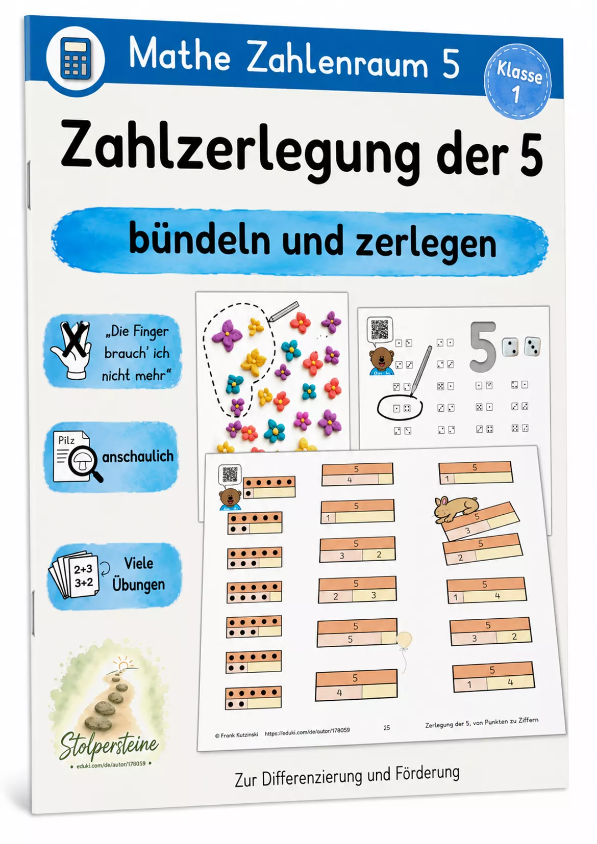 Bild in der Beschreibung des Unterrichtsmaterials Zahlenraum 5: Von Punkten zu Ziffern, bündeln und zerlegen, Teil-Teil-Ganzes von Stolpersteine #9