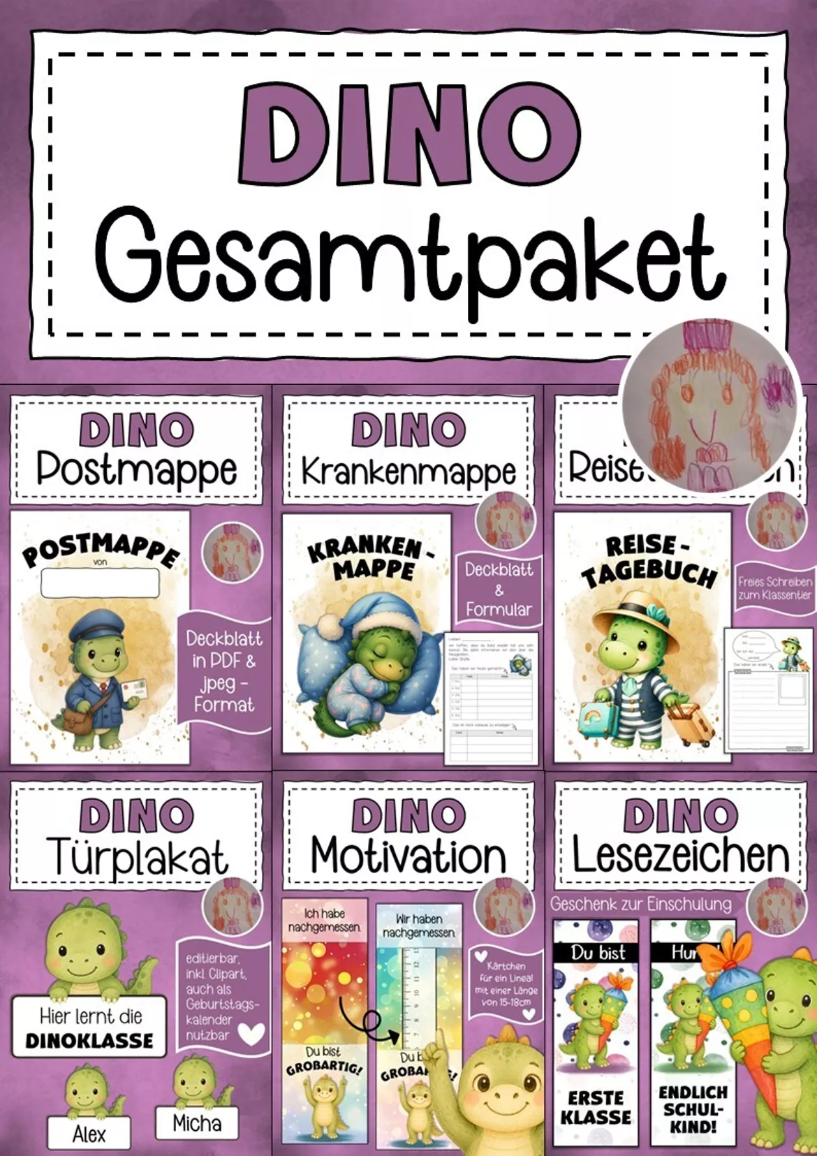 Bild in der Beschreibung des Unterrichtsmaterials Dinoklasse Klassendienste Klassentier Dino von Abenteuer Grundschule #1