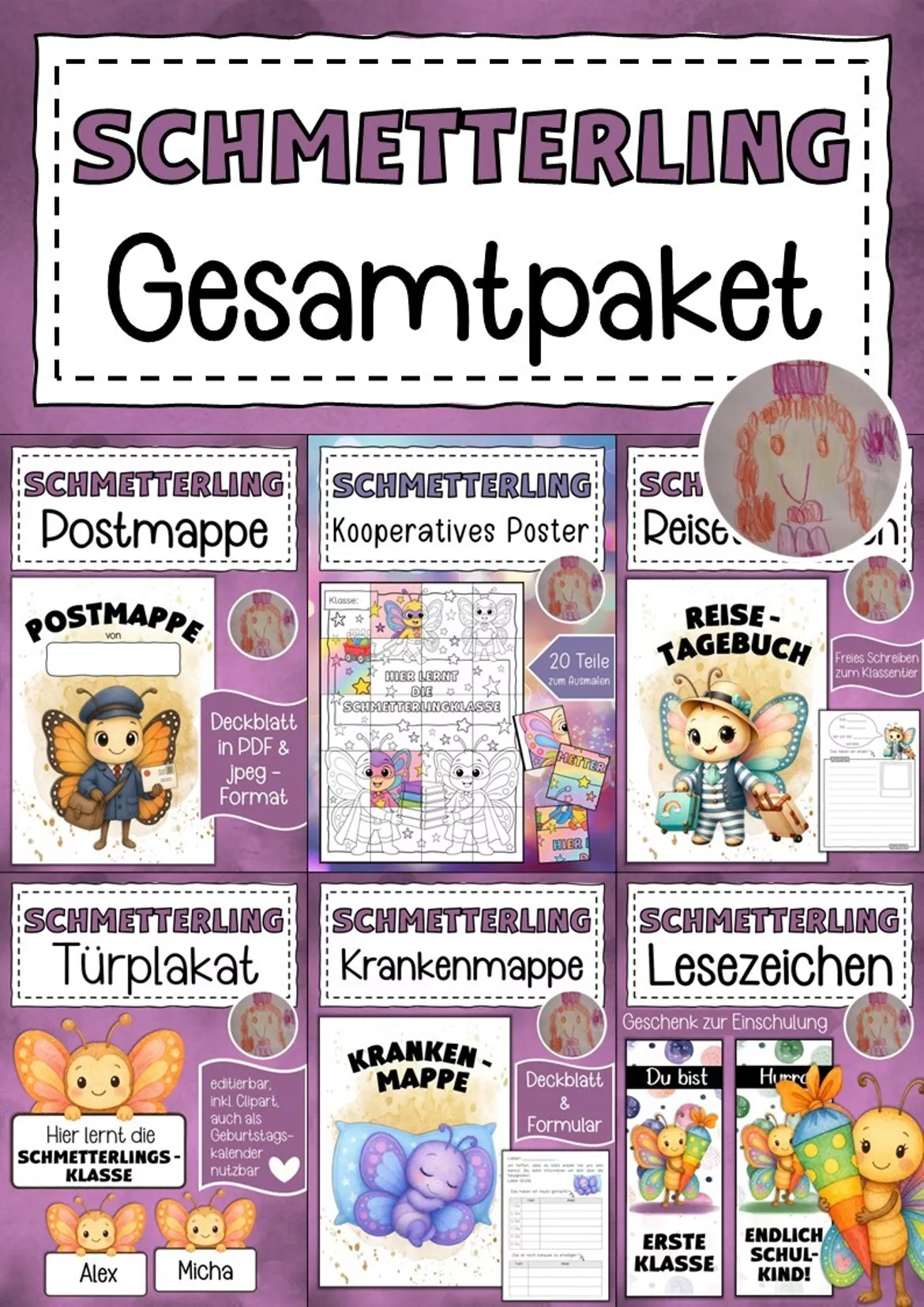 Bild in der Beschreibung des Unterrichtsmaterials Kalender Schmetterlingsklasse Klassentier Schmetterling von Abenteuer Grundschule #1