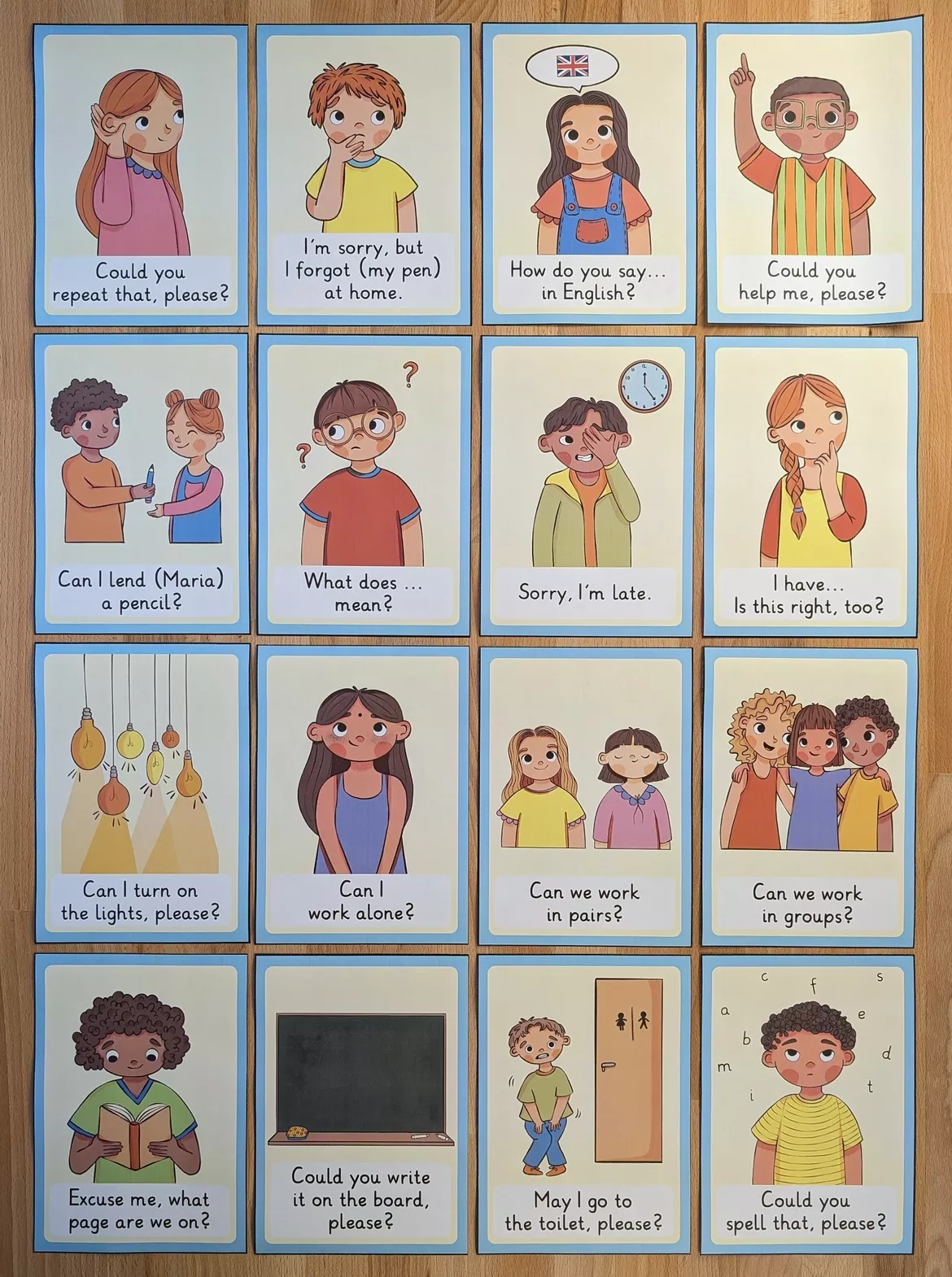 Bild in der Beschreibung des Unterrichtsmaterials Classroom Language Posters | Tafelmaterial | Bildkarten für den Englischunterricht von Brighter Day Classroom #1