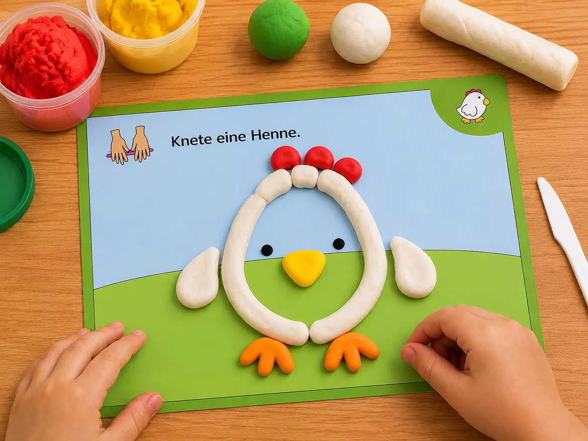 Bild in der Beschreibung des Unterrichtsmaterials Bauernhof kneten – Knetkartei zur Feinmotorik für Kindergarten, Vorschule, Grundschule & Förderunterricht von DieRelitante #1