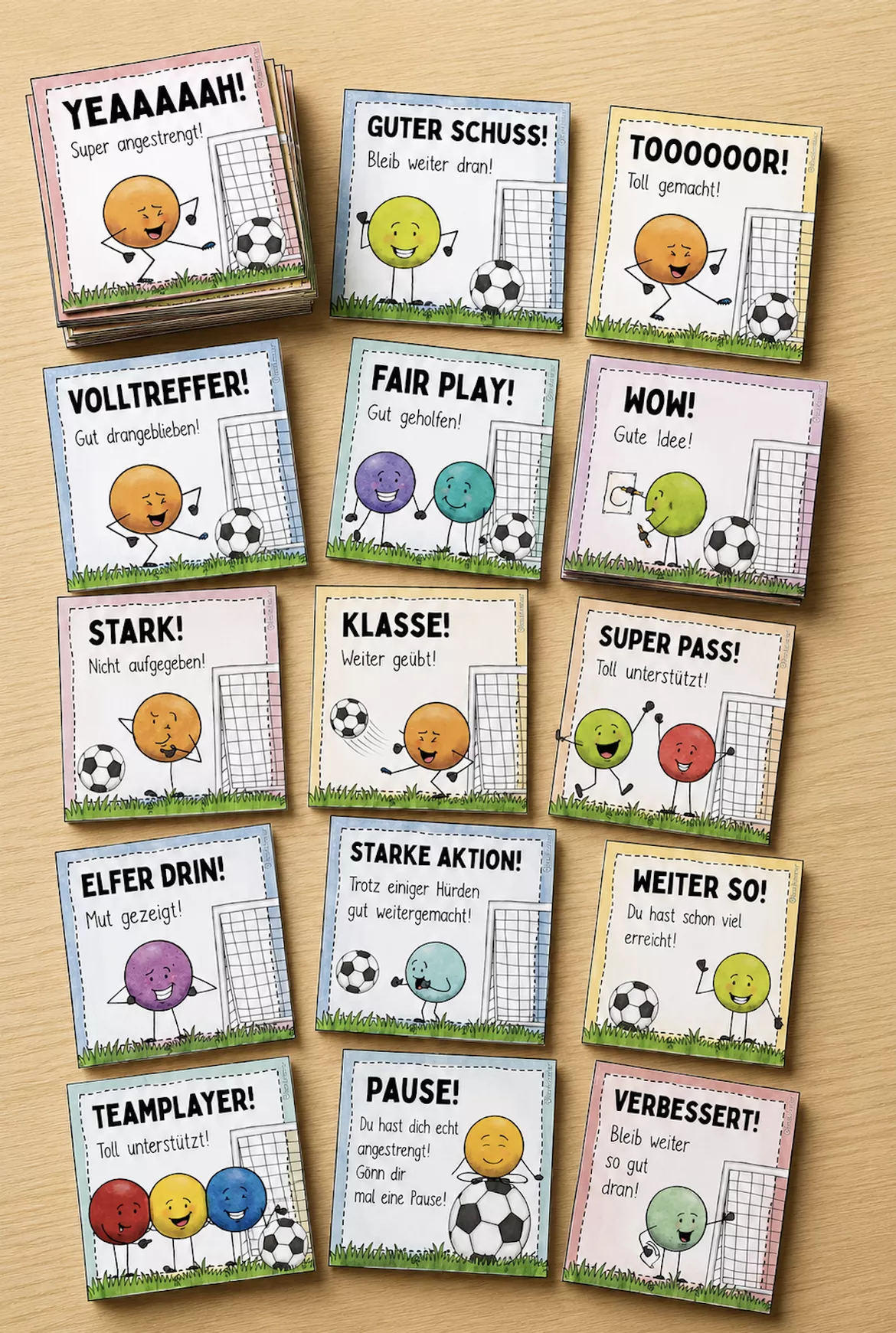 Bild in der Beschreibung des Unterrichtsmaterials Lobkarten Growth Mindset Fußball WM 2026 von Doodleteacher #1