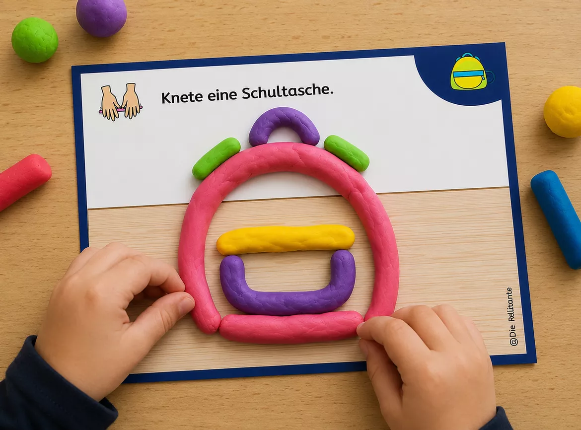 Bild in der Beschreibung des Unterrichtsmaterials Schule und Schulsachen kneten – Knetkartei zur Feinmotorik für Kindergarten, Vorschule, Grundschule & Förderunterricht von DieRelitante #1
