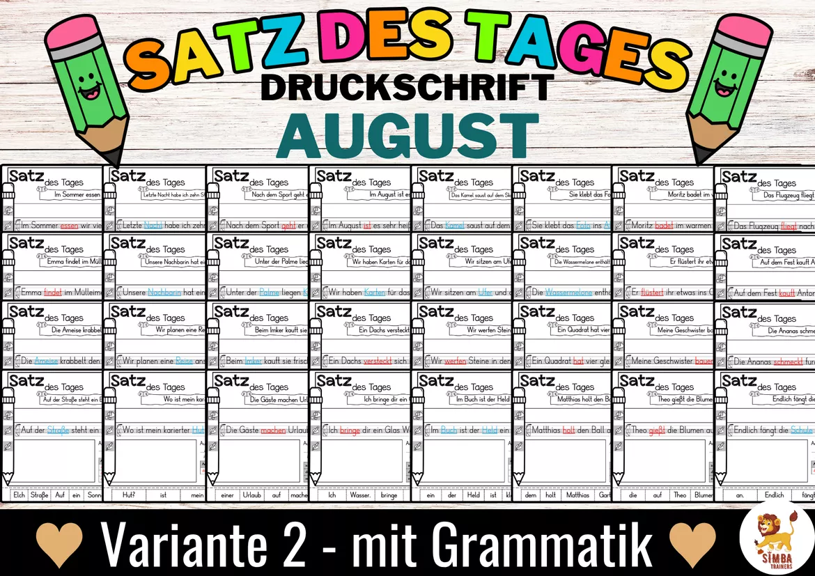 Bild in der Beschreibung des Unterrichtsmaterials Sätze schreiben / Satz des Tages / Schüttelsätze (Druckschrift) schreiben Sommer Sommerferien Back to school Schulstart August Alemán von SIMBA Trainers Education #5
